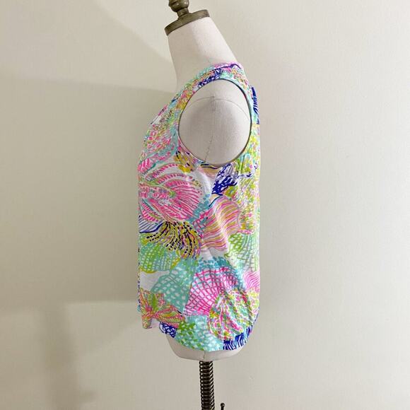 Lilly Pulitzer Multicolor Printed Sleeveless Top V-Neck 100% Cotton Size XS EUC - Picture 3 of 8